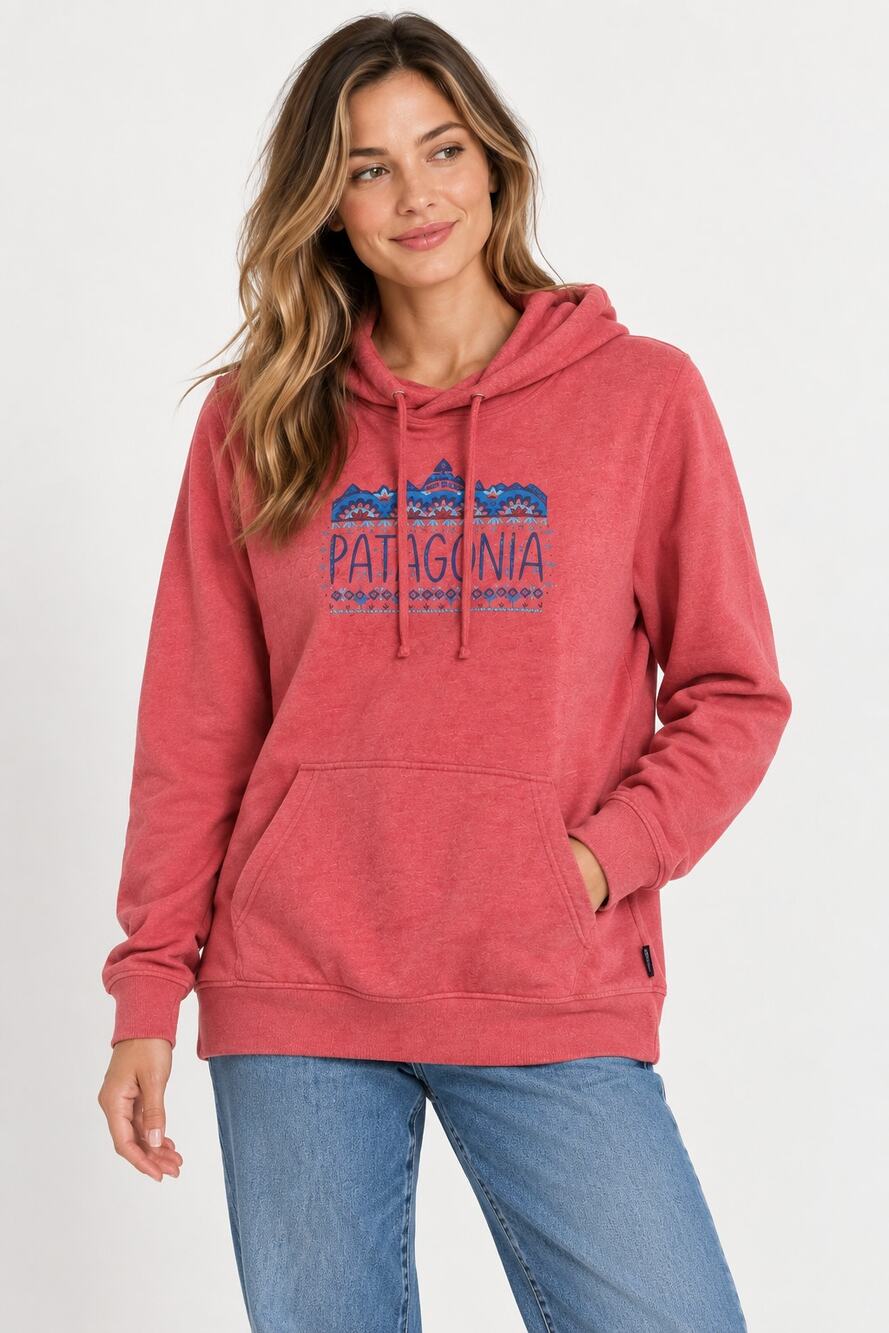 Patagonia Women’s Hoodie Fitted Size M Best as a Small Coral Pink Sweatshirt
